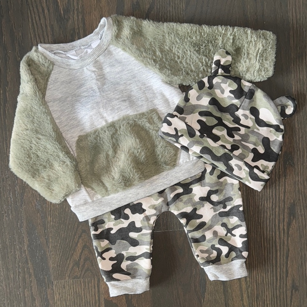 Rene Rofe Fuzzy Camouflage 3-Piece Set | 3-6M